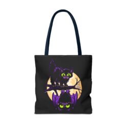 Moonlit Mischief - Tote Bag – Cute Halloween Cat and Bat - Image 58