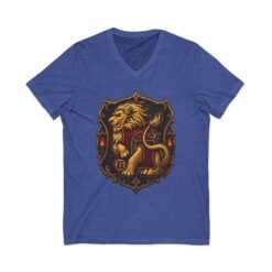 House of Lion – Unisex V-Neck T-Shirt – Wizarding School Courage with Confident Style - Image 6