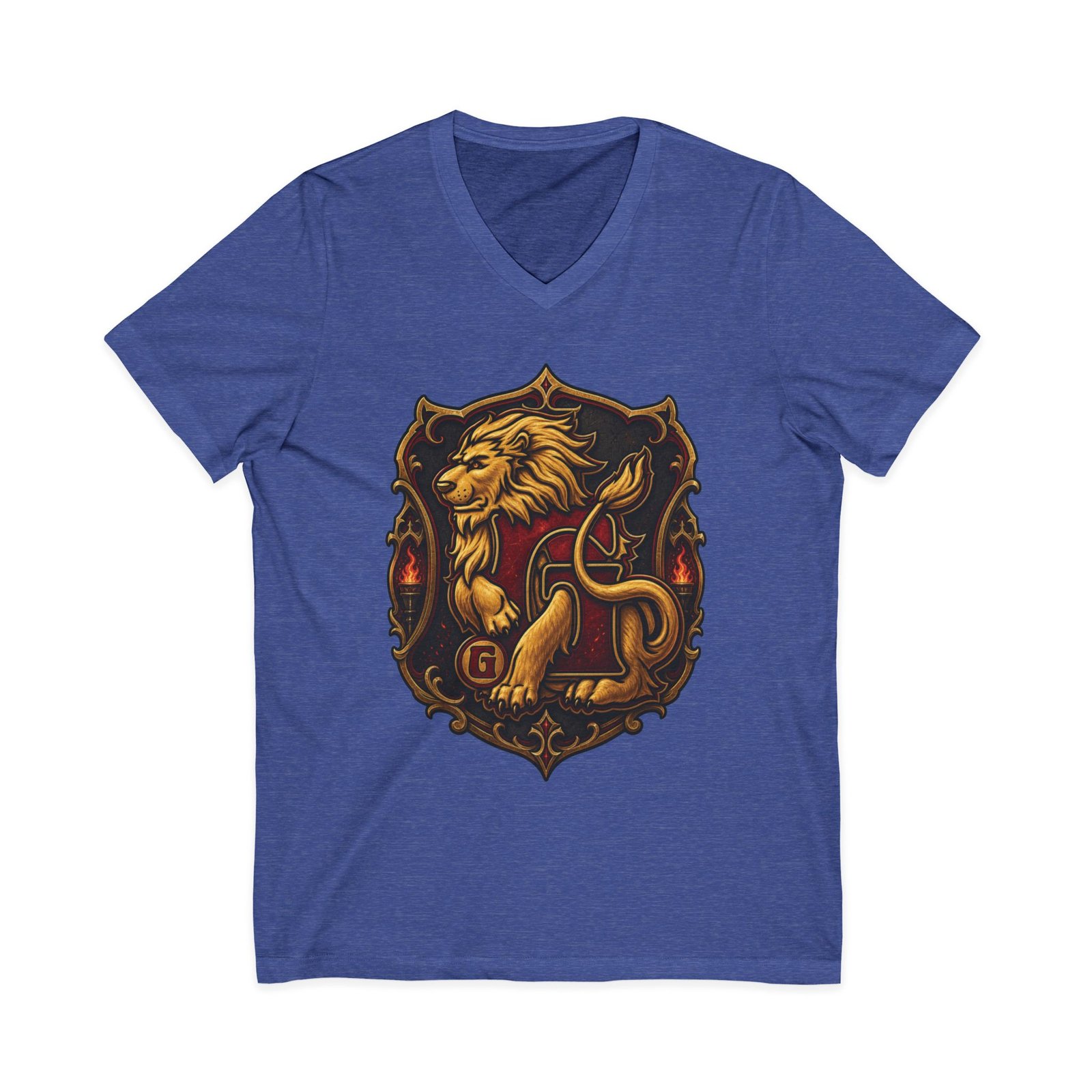 House of Lion – Unisex V-Neck T-Shirt – Wizarding School Courage with Confident Style - Image 6