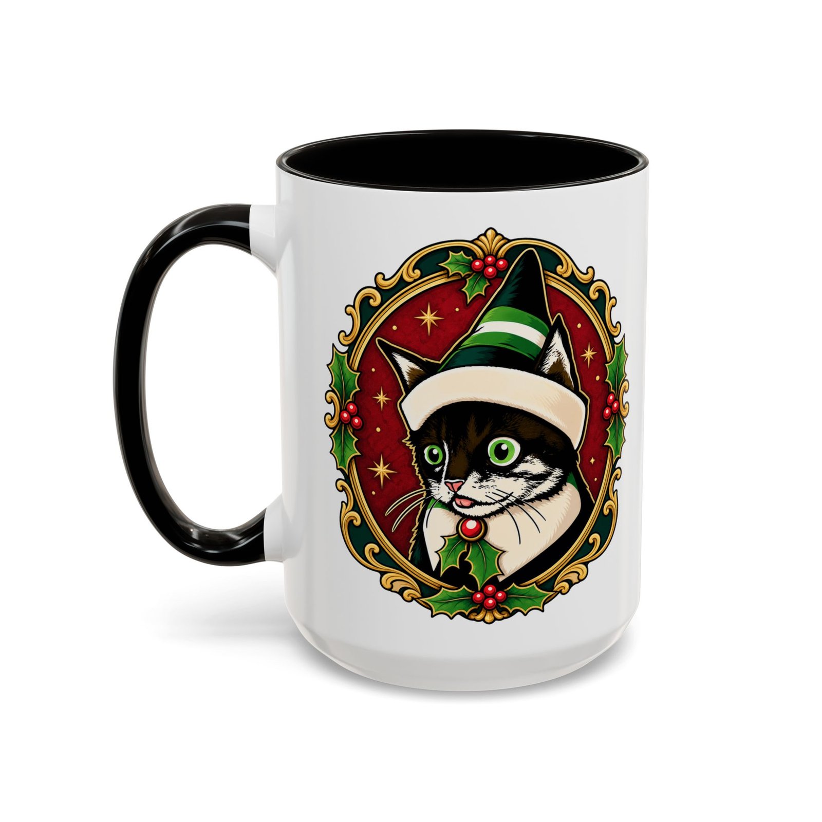 Elf Kitten – Color Accent Mug – Santa’s Cutest Little Helper - Image 12