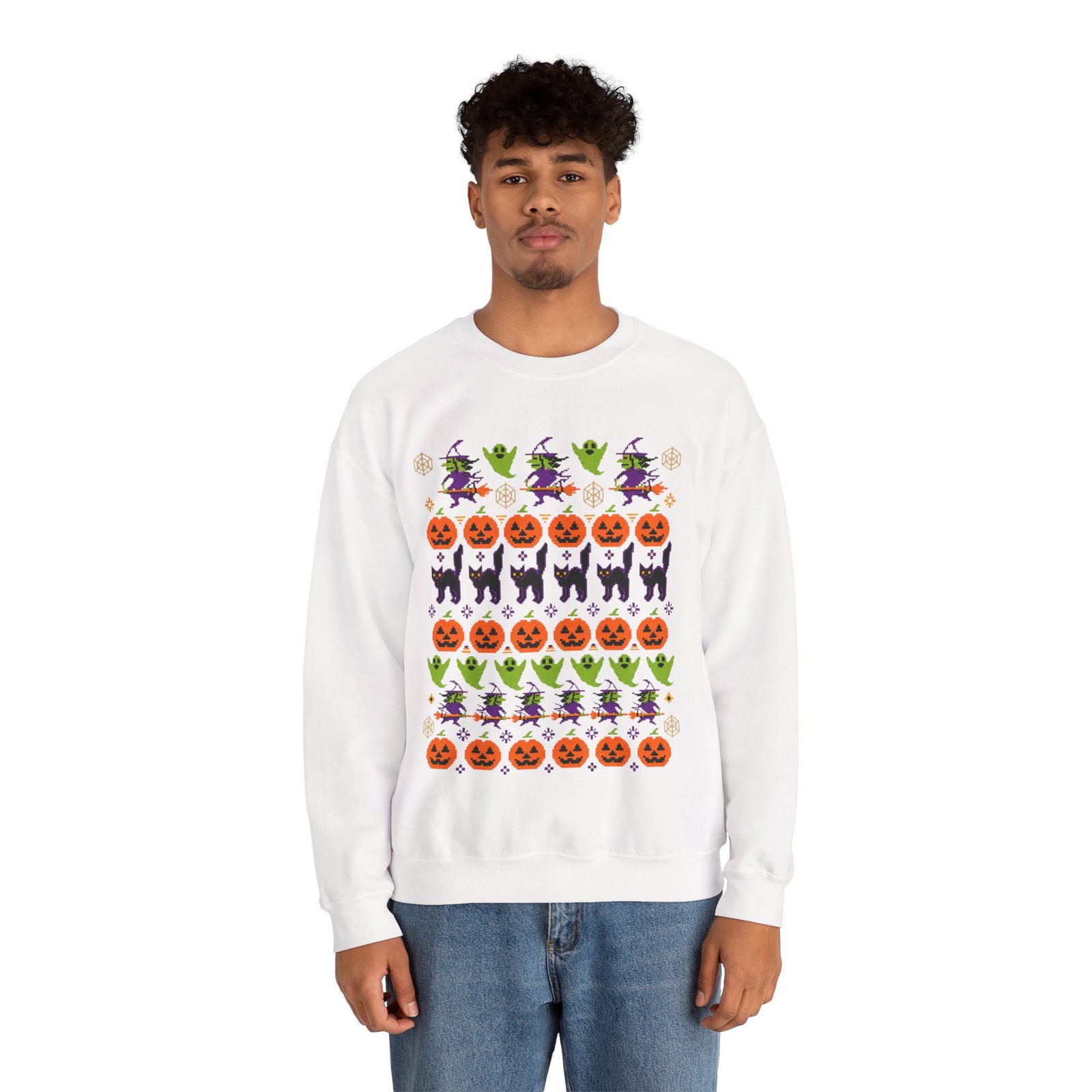 Halloween Ugly Sweater - Unisex Sweatshirt – Spooky Season Full Pattern - Image 5