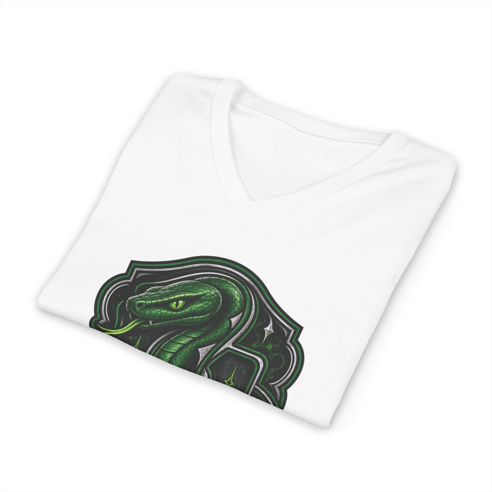 House of Snake – Unisex V-Neck T-Shirt – Wizarding School Confidence with a Clever Edge - Image 3