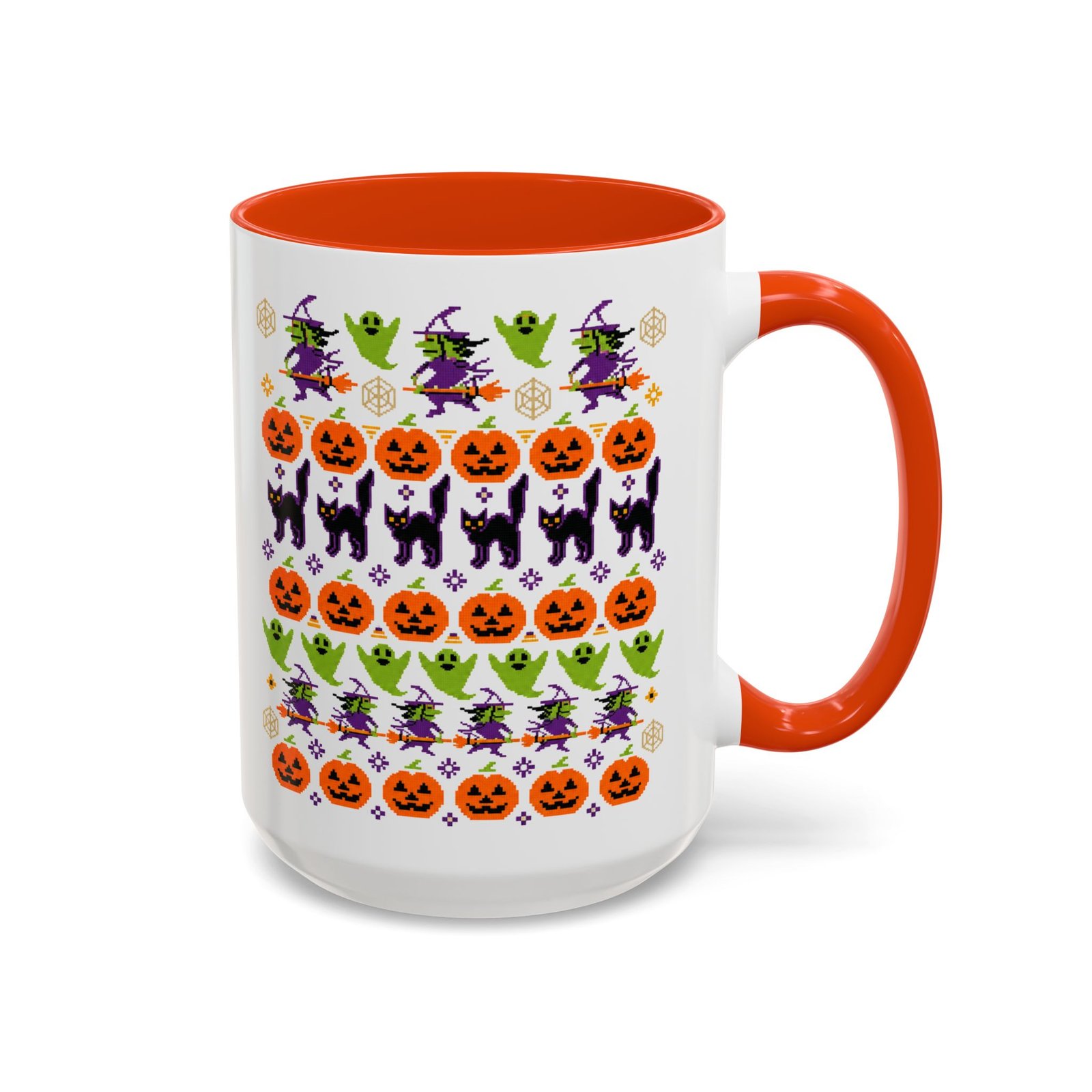 Halloween Ugly Sweater - Color Accent Mug – Spooky Season Coffee Cup - Image 16
