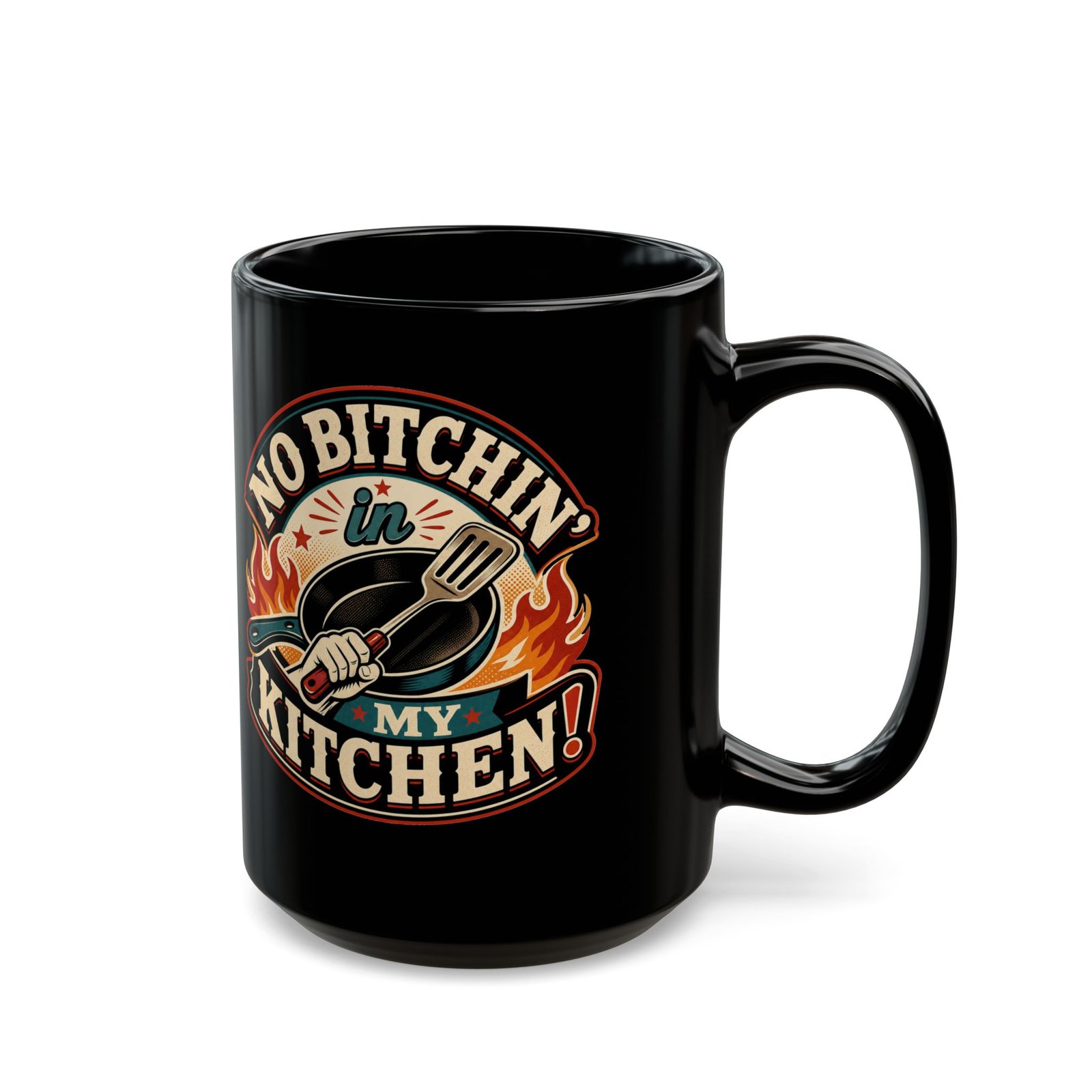 No Bitchin’ in My Kitchen – Black Mug – Complaints Are Not on the Menu - Image 5