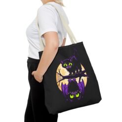 Moonlit Mischief - Tote Bag – Cute Halloween Cat and Bat - Image 48