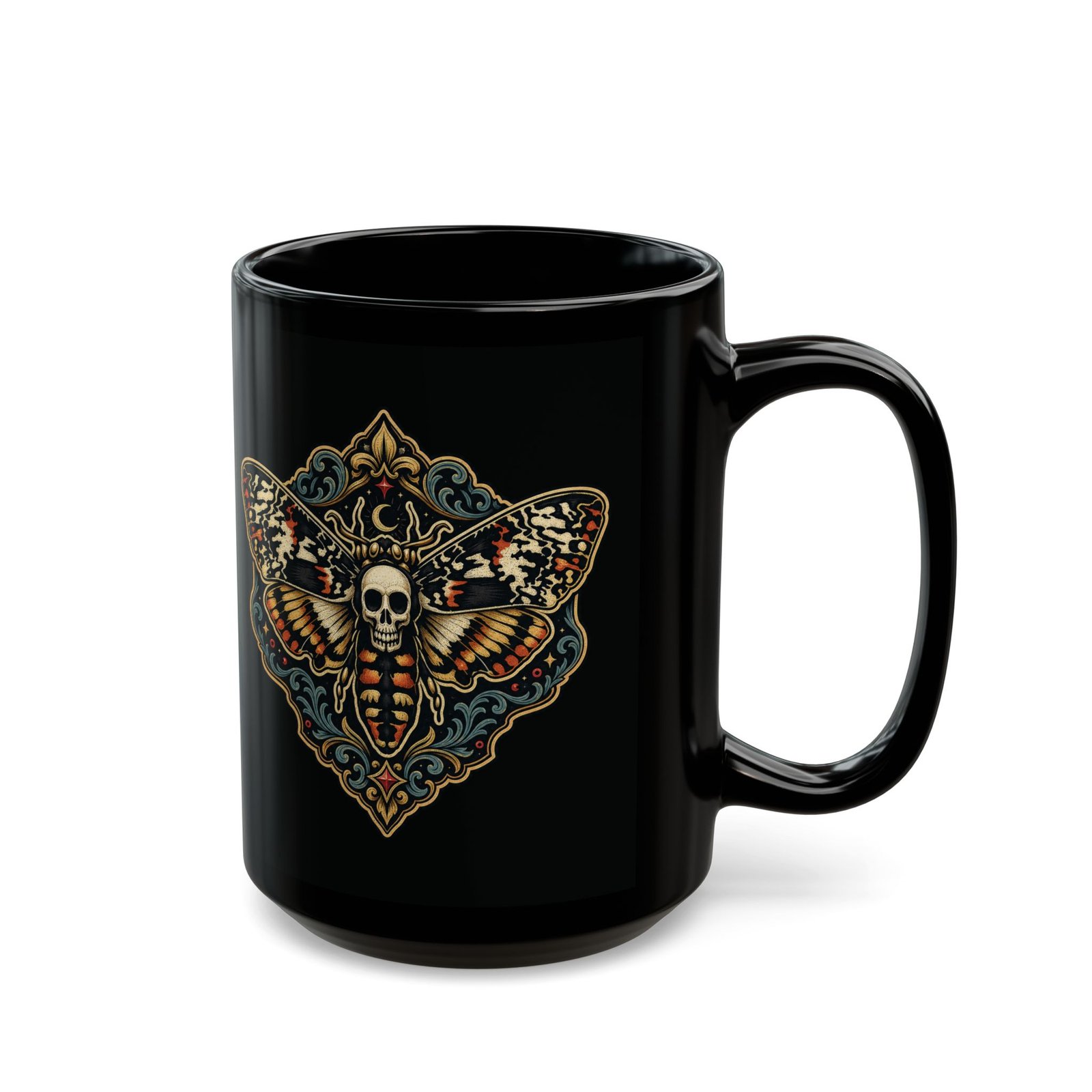 Death's-Head Moth - Black Mug – Dark Elegance with Every Sip - Image 7