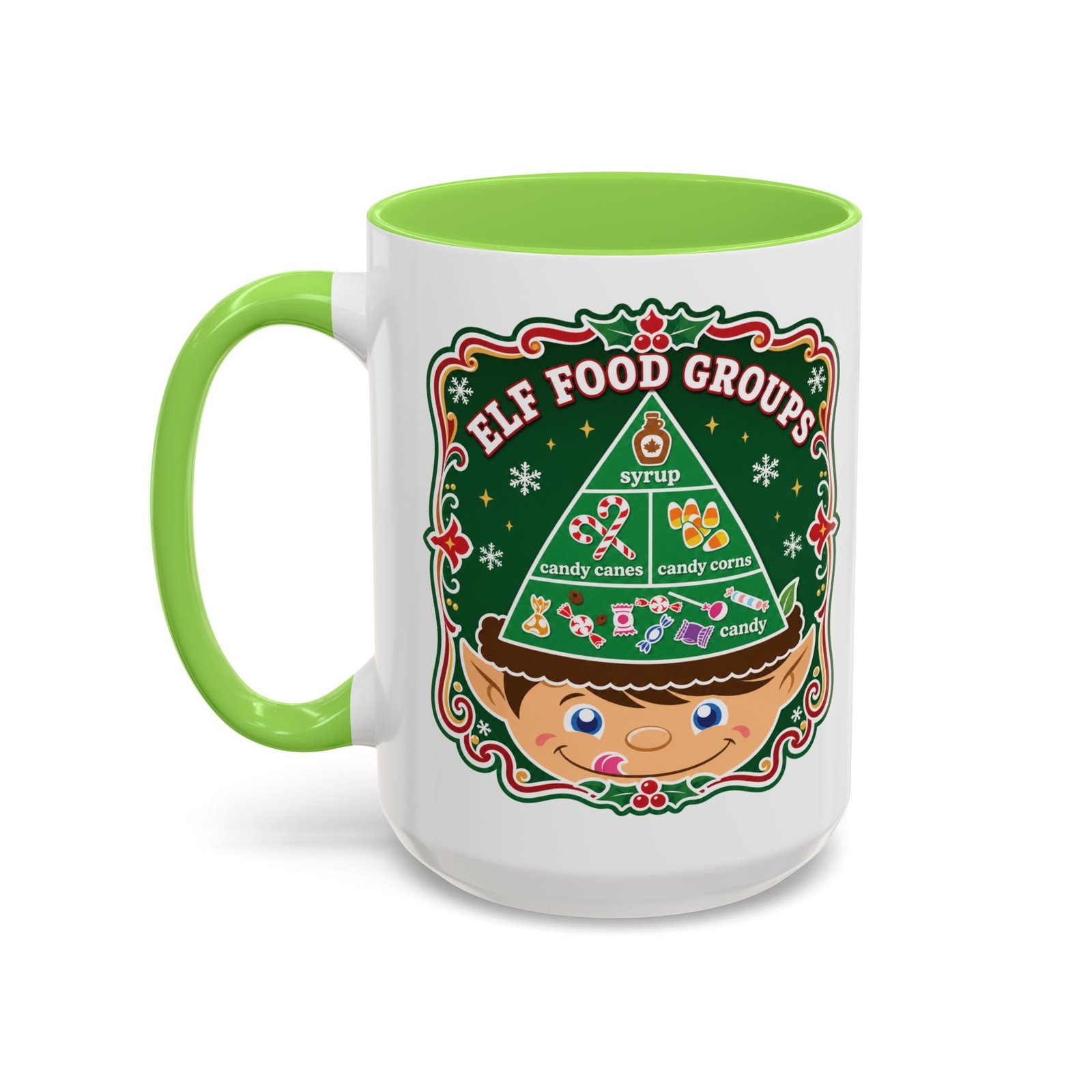 Elf Food Groups – Color Accent Mug – Sweet Sips, North Pole Style - Image 36