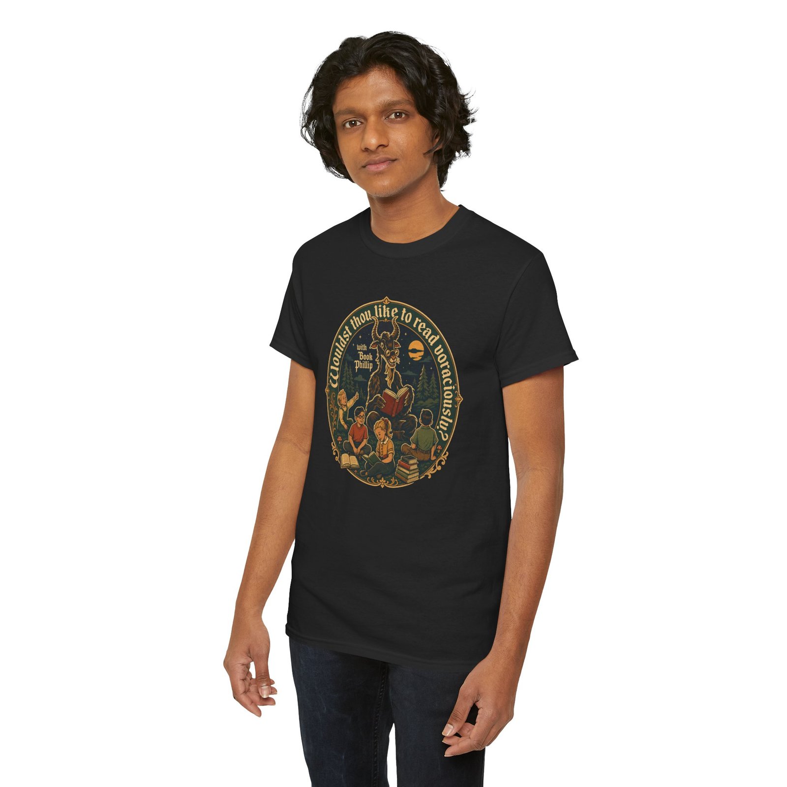 Wouldst Thou Like to Read Voraciously with Book Philip? – Unisex T-Shirt – Folk Horror for Bookworms - Image 6