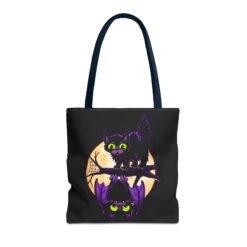 Moonlit Mischief - Tote Bag – Cute Halloween Cat and Bat - Image 53