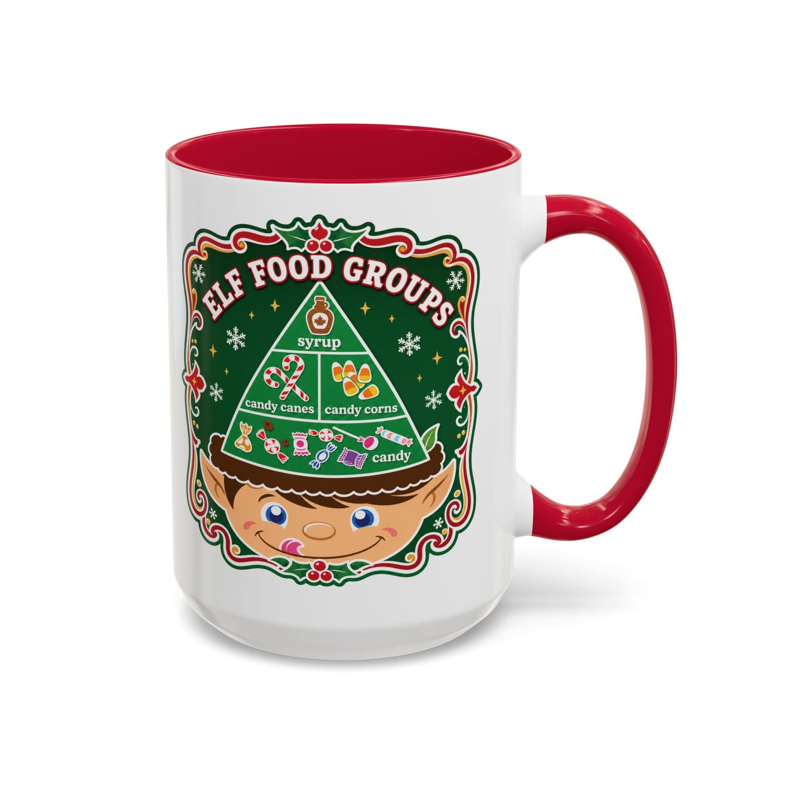 Elf Food Groups – Color Accent Mug – Sweet Sips, North Pole Style - Image 43