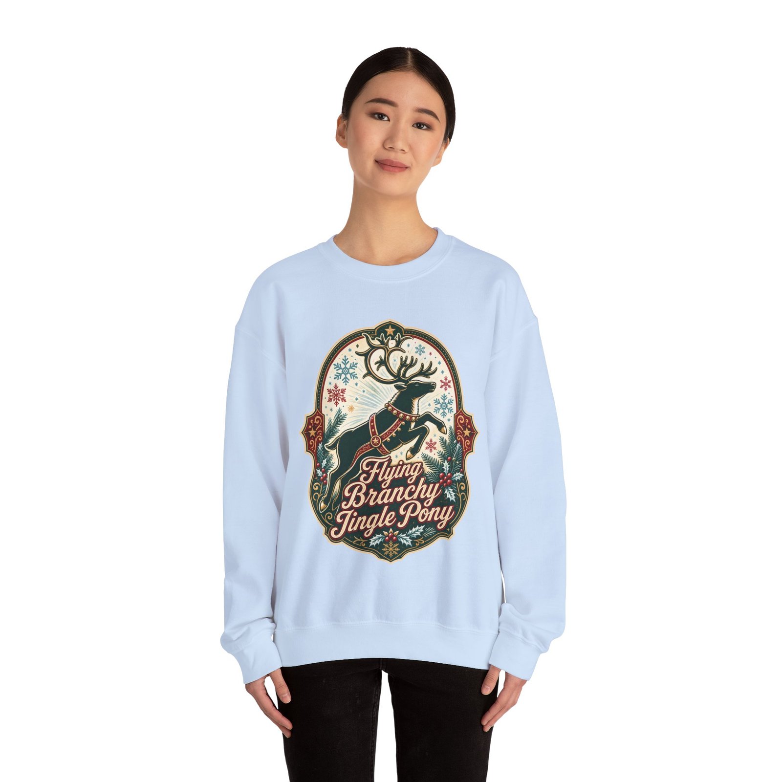 Flying Branchy Jingle Pony - Unisex Sweatshirt – Absurdly Festive - Image 2
