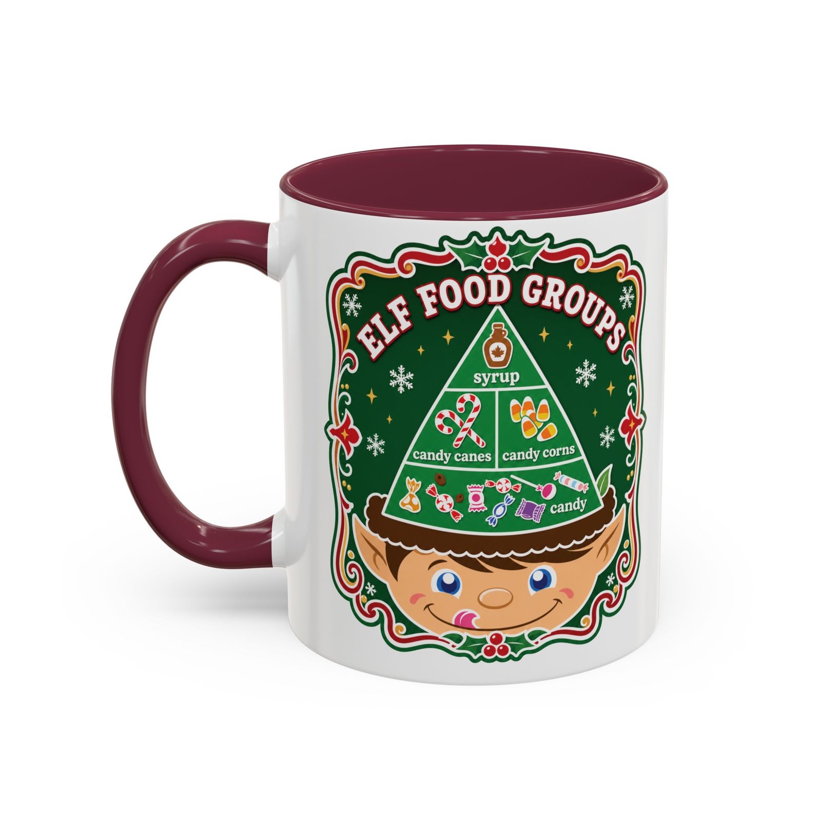 Elf Food Groups – Color Accent Mug – Sweet Sips, North Pole Style - Image 16