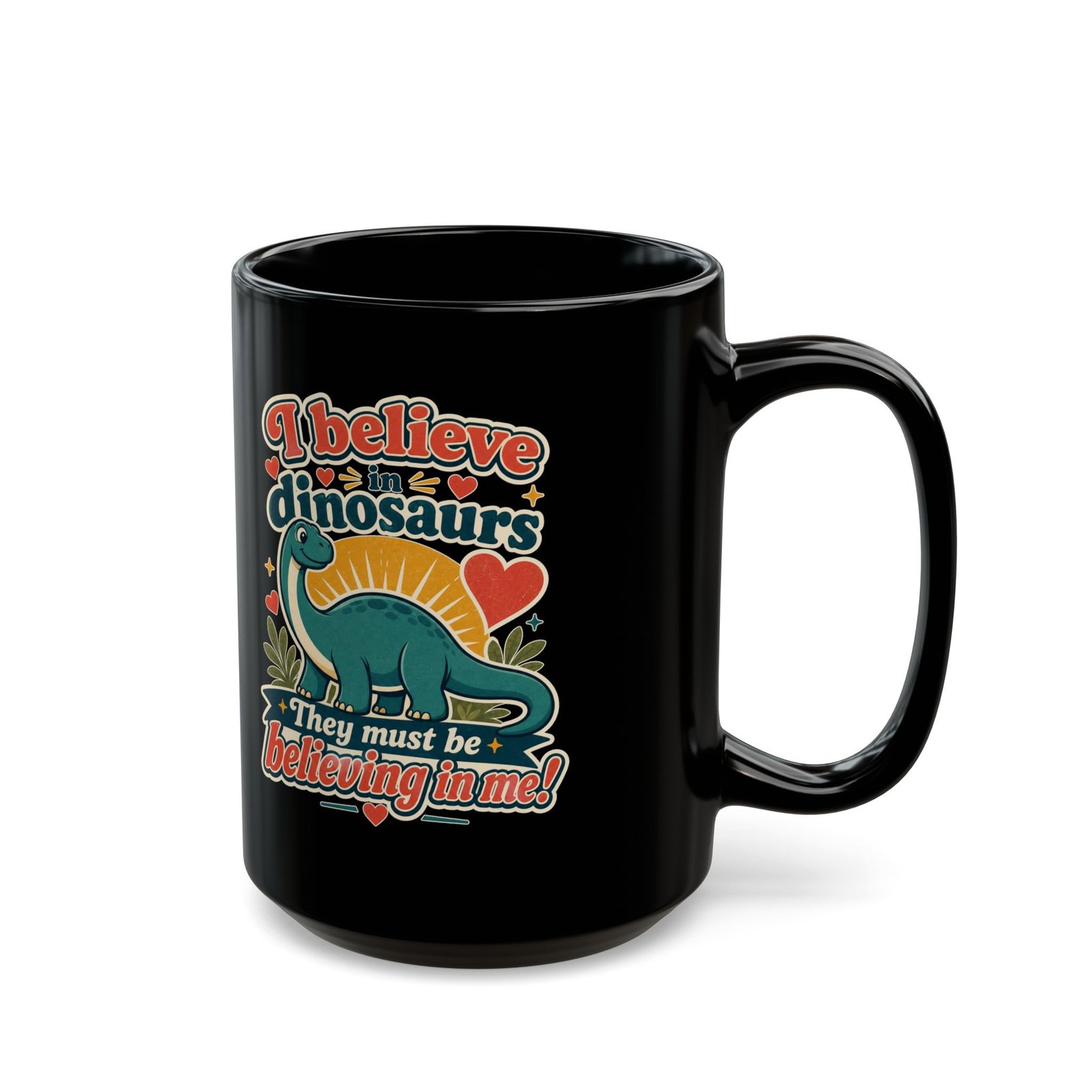 I Believe in Dinosaurs - Black Mug – Jurassic Joy in Every Sip - Image 4