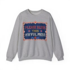 Please Bless This Awful Mess – Unisex Sweatshirt – Cozy Chaos in Cross-Stitch - Image 10