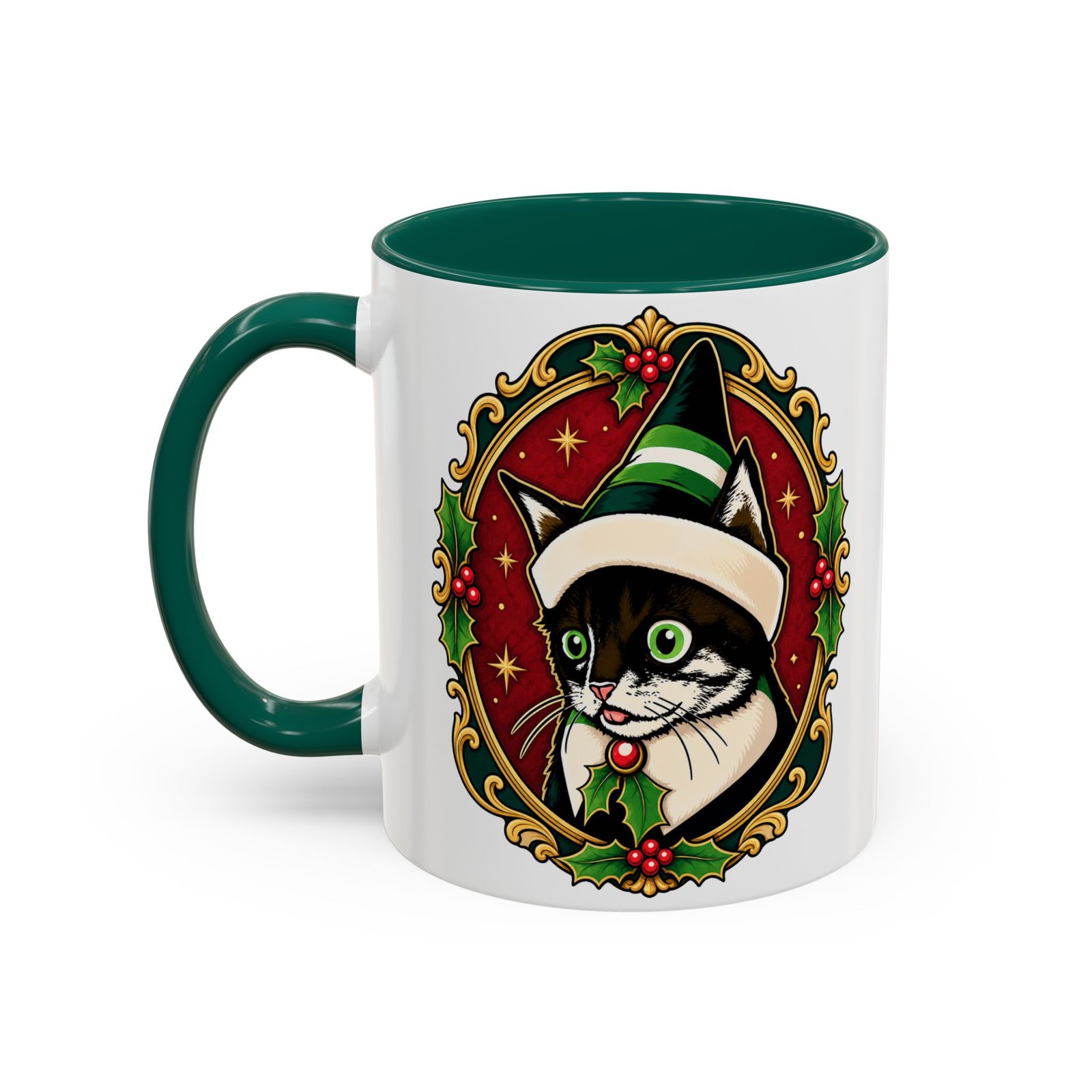 Elf Kitten – Color Accent Mug – Santa’s Cutest Little Helper - Image 4