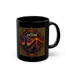 Mount Doom and Eye of Sauron – Black 11oz or 15oz Mug – One Mug to Rule Your Morning