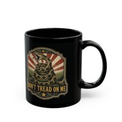 Gadsden Flag - Black Mug – Don’t Tread on My Coffee - Image 3