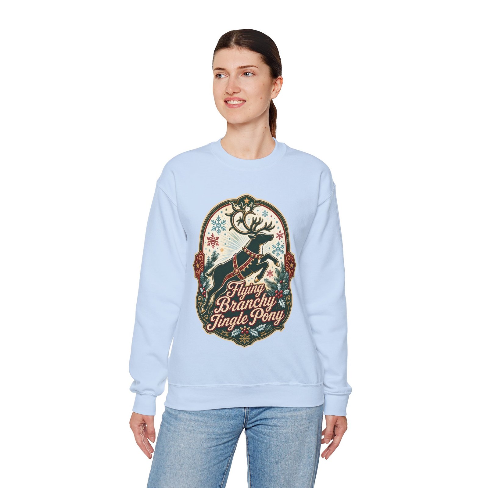 Flying Branchy Jingle Pony - Unisex Sweatshirt – Absurdly Festive - Image 6