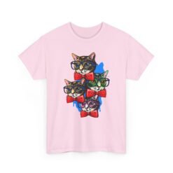 Nerdy Cat Club - Unisex T-Shirt – Funny Cats With Glasses, Bow Ties - Image 16
