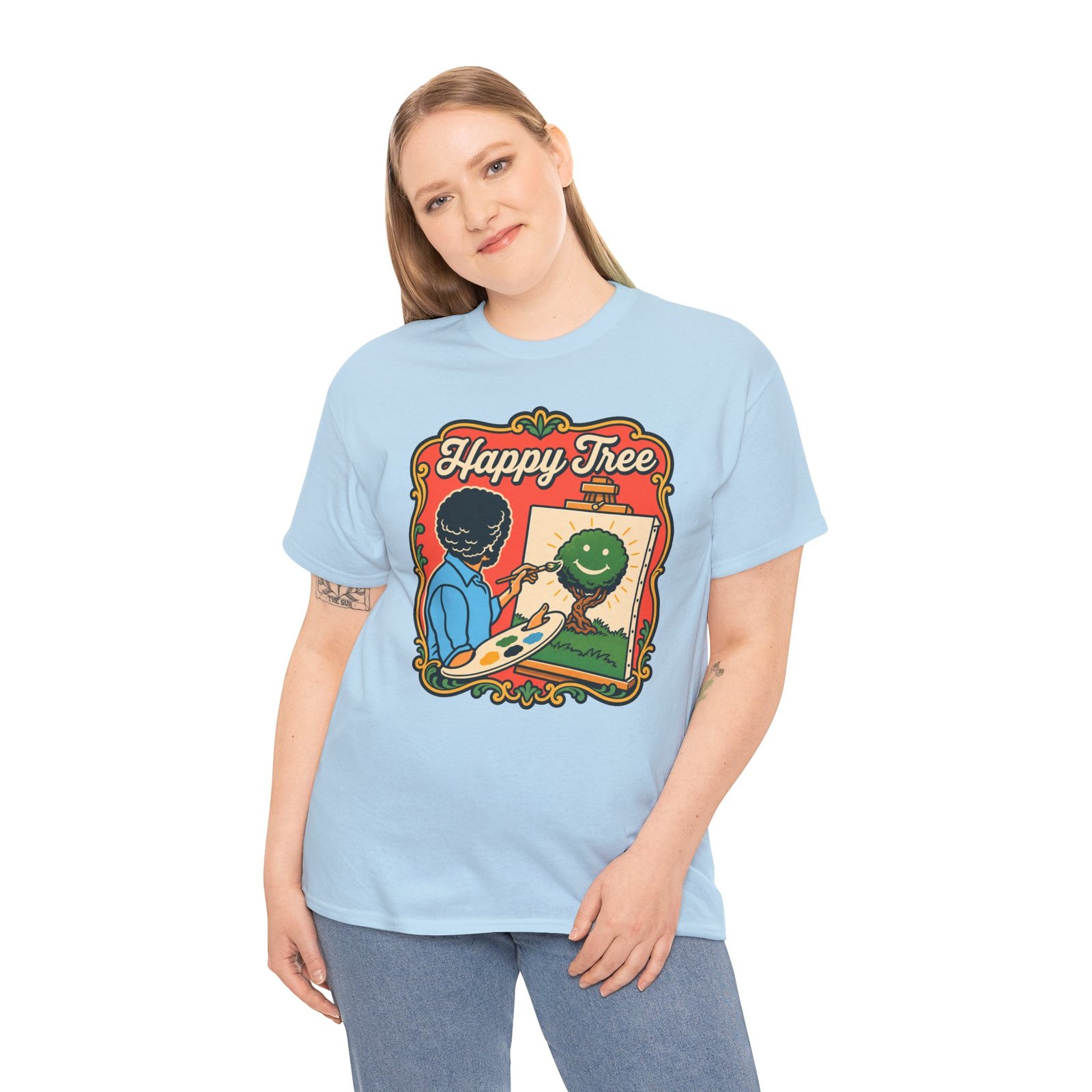 "Happy Tree" Unisex T-Shirt – Peace, Paint, and Positivity - Image 6