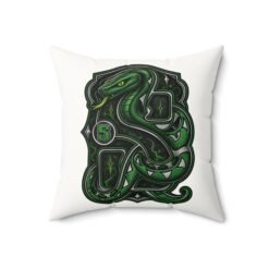 House of Snake – Faux Suede Throw Pillow – Cozy Wizarding School Ambition - Image 8