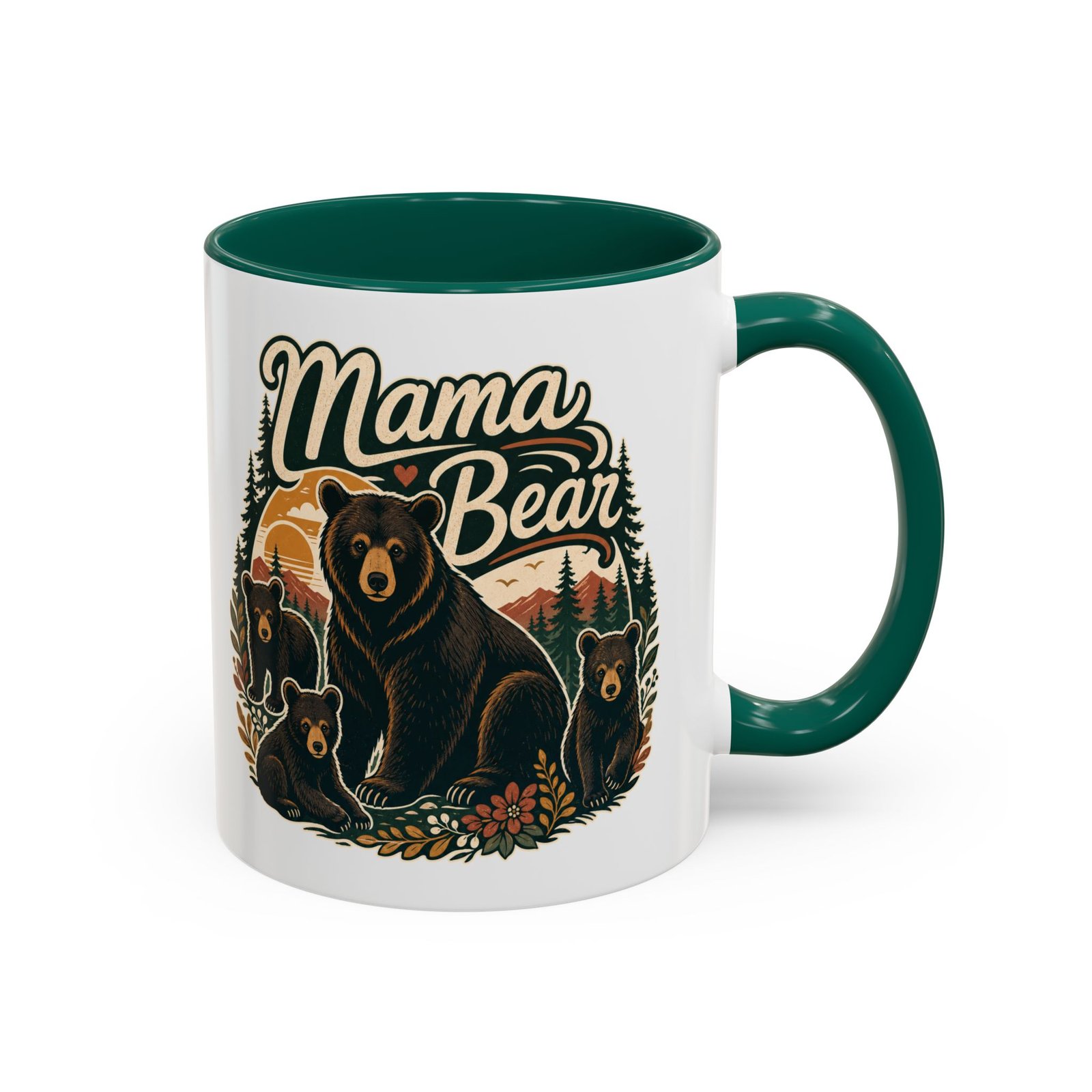 Mama Bear – Color Accent Mug – Fierce Love, Strong Coffee - Image 11