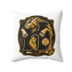 House of Badger – Faux Suede Throw Pillow – Cozy Wizarding School House Pride