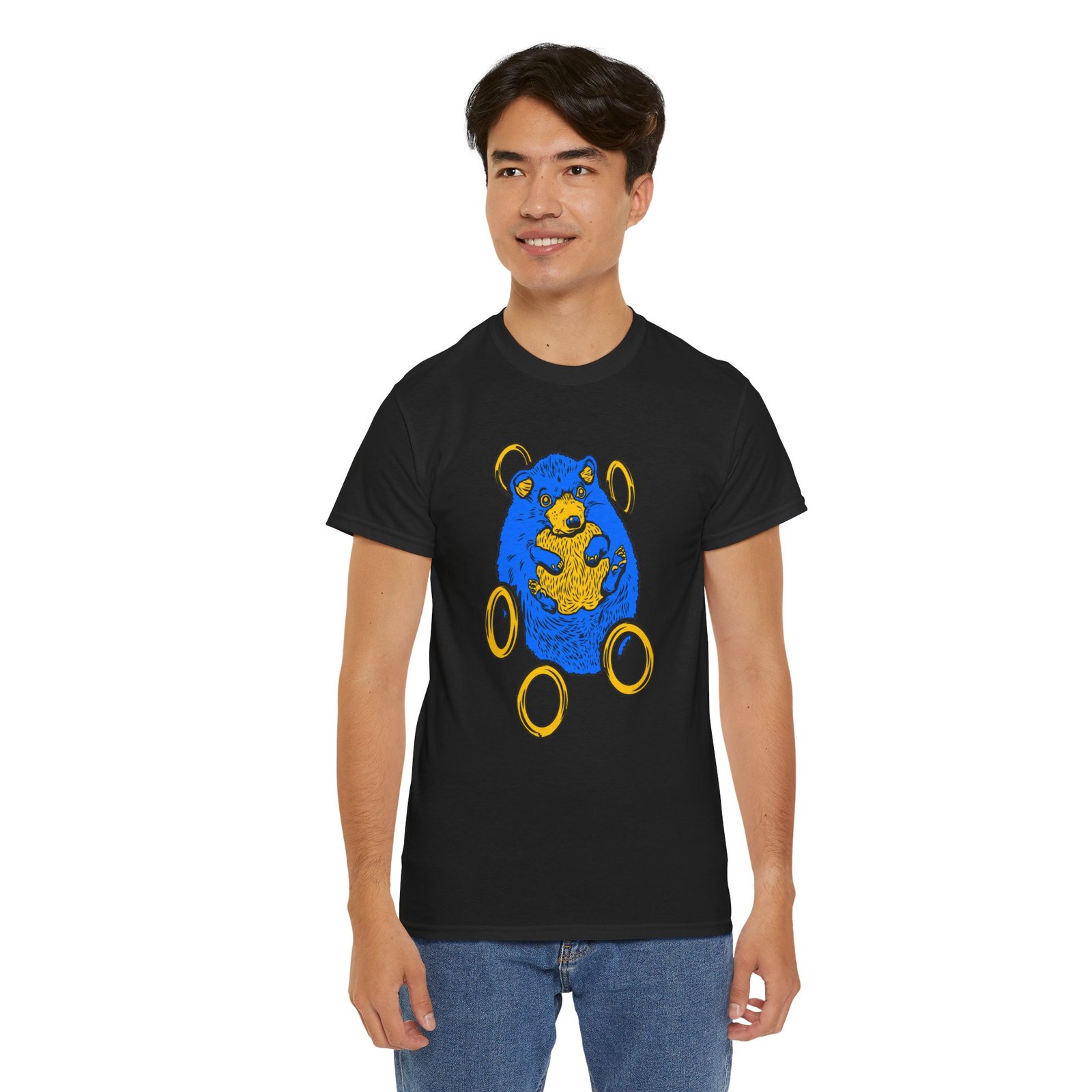 Blue Hedgehog and Golden Rings Unisex T-Shirt – Retro Gaming and Arcade - Image 13