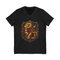 House of Lion – Unisex V-Neck T-Shirt – Wizarding School Courage with Confident Style - Image 9