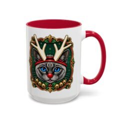 Rudolph the Reindeer Cat Color Accent Mug – Sip with Whiskers and Cheer - Image 31