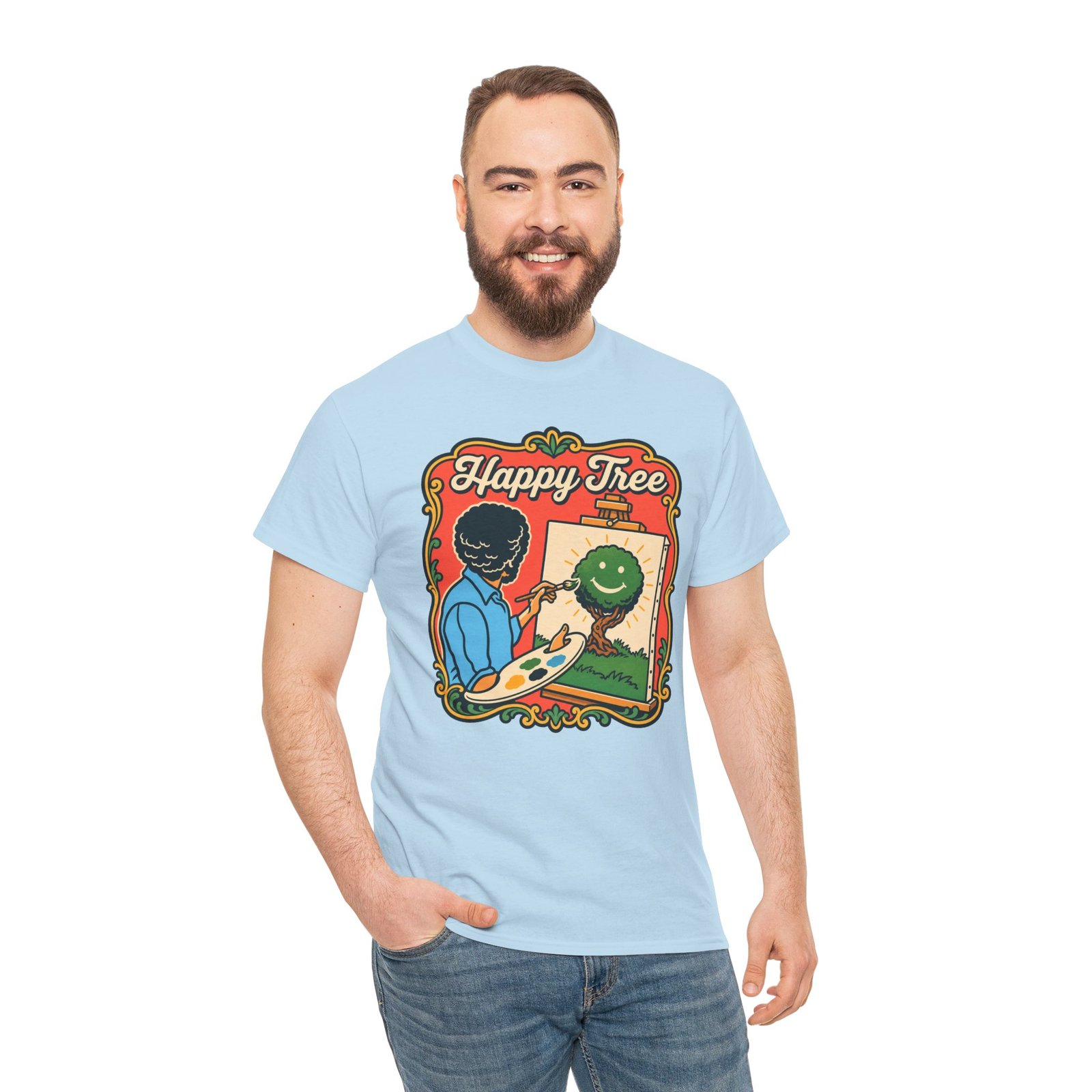 "Happy Tree" Unisex T-Shirt – Peace, Paint, and Positivity - Image 7