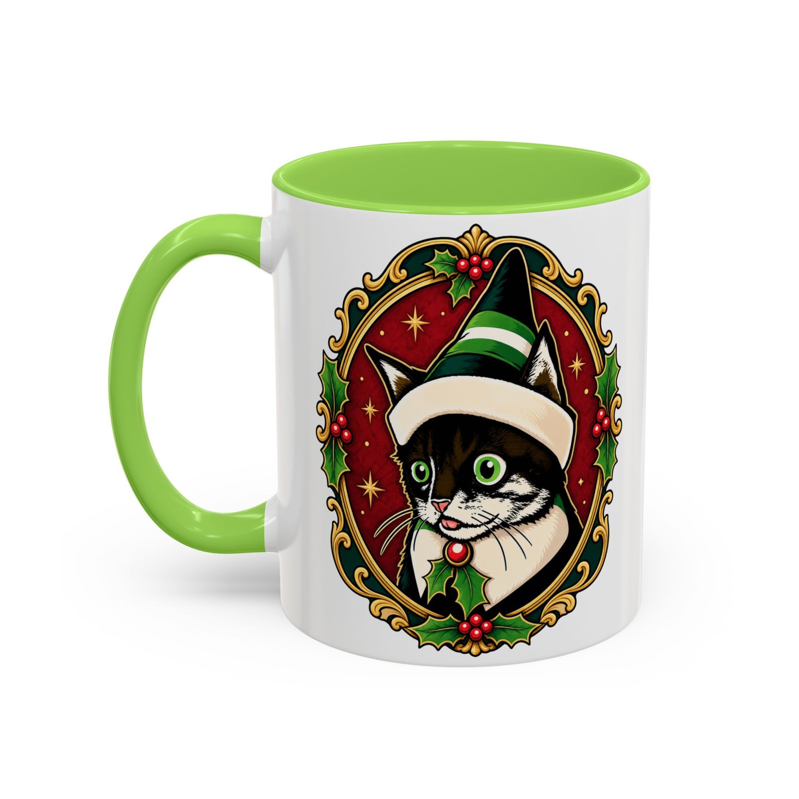 Elf Kitten – Color Accent Mug – Santa’s Cutest Little Helper - Image 6