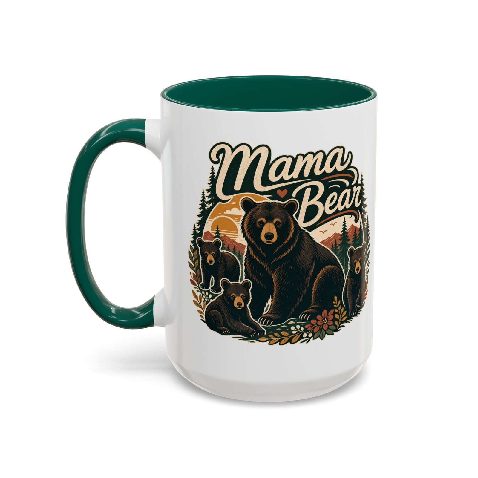 Mama Bear – Color Accent Mug – Fierce Love, Strong Coffee - Image 18