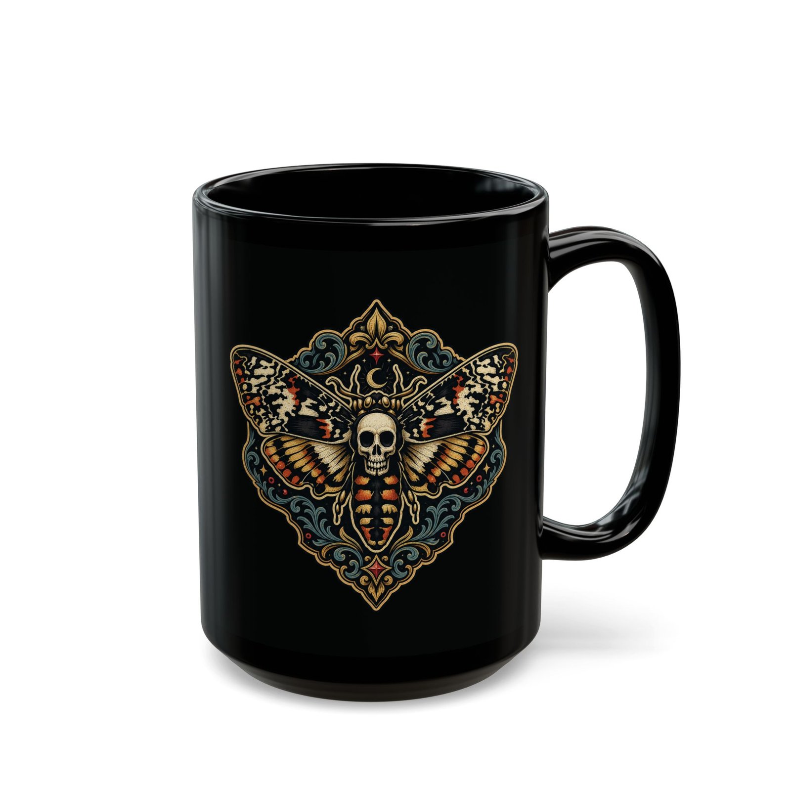 Death's-Head Moth - Black Mug – Dark Elegance with Every Sip - Image 9