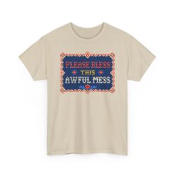 Please Bless This Awful Mess – Unisex T-Shirt – Cozy Chaos in Cross-Stitch - Image 15