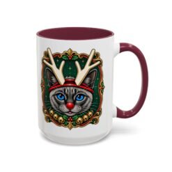 Rudolph the Reindeer Cat Color Accent Mug – Sip with Whiskers and Cheer - Image 29