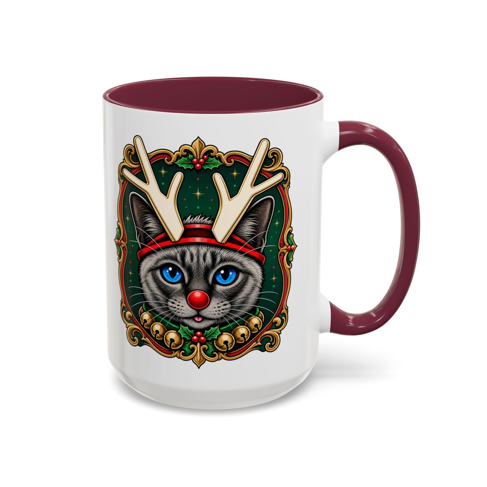 Rudolph the Reindeer Cat Color Accent Mug – Sip with Whiskers and Cheer - Image 29