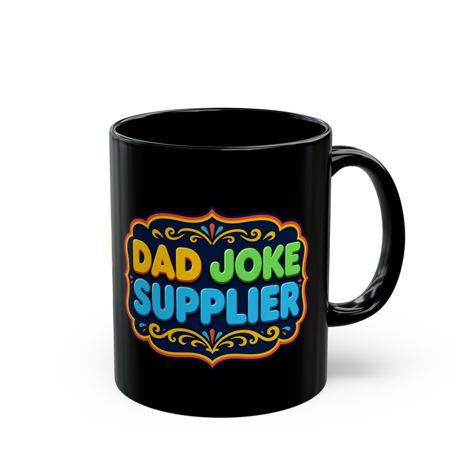 Dad Joke Supplier – Black Mug – Caffeine and Comedy Included