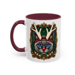 Rudolph the Reindeer Cat Color Accent Mug – Sip with Whiskers and Cheer - Image 16