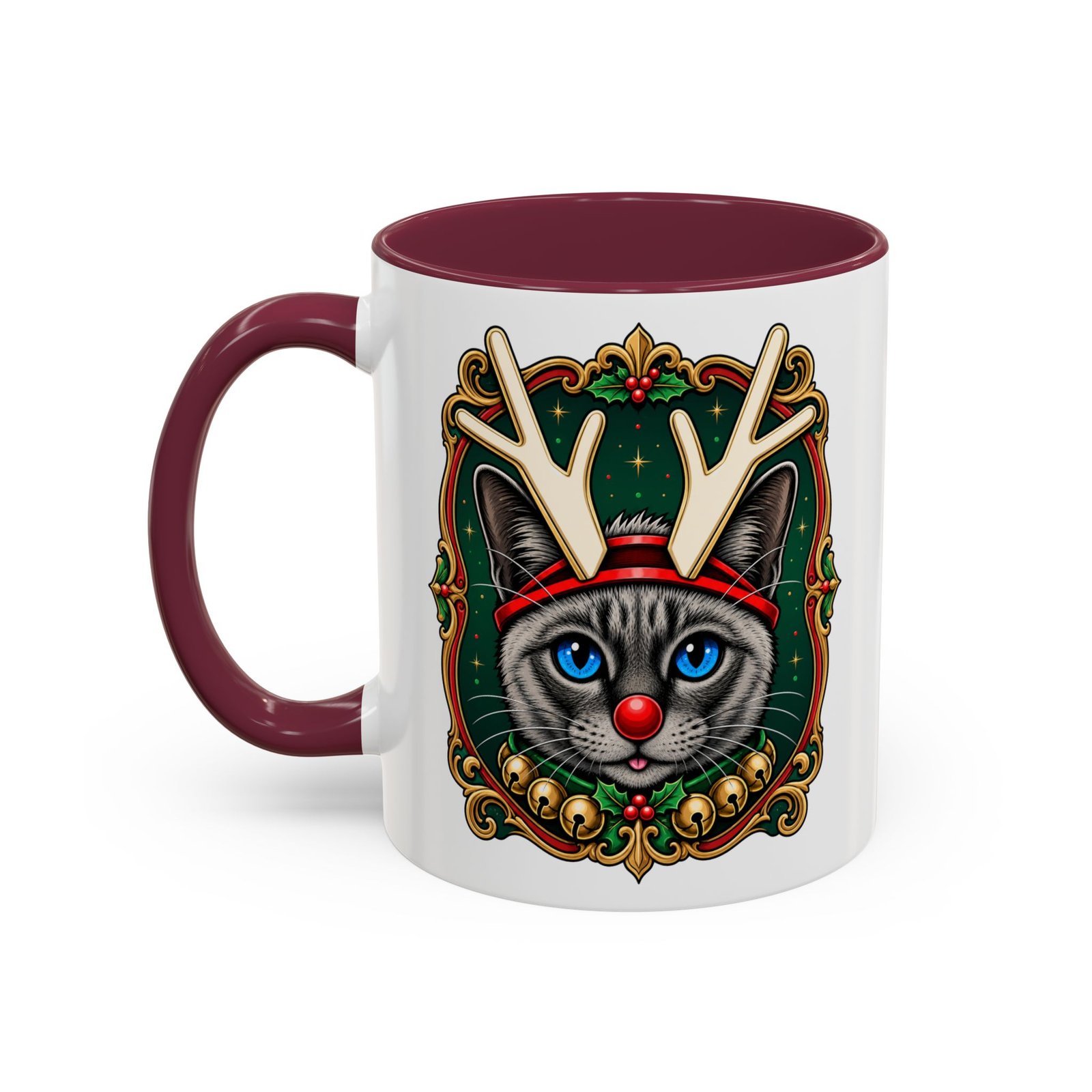 Rudolph the Reindeer Cat Color Accent Mug – Sip with Whiskers and Cheer - Image 16