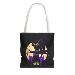 Moonlit Mischief - Tote Bag – Cute Halloween Cat and Bat - Image 25