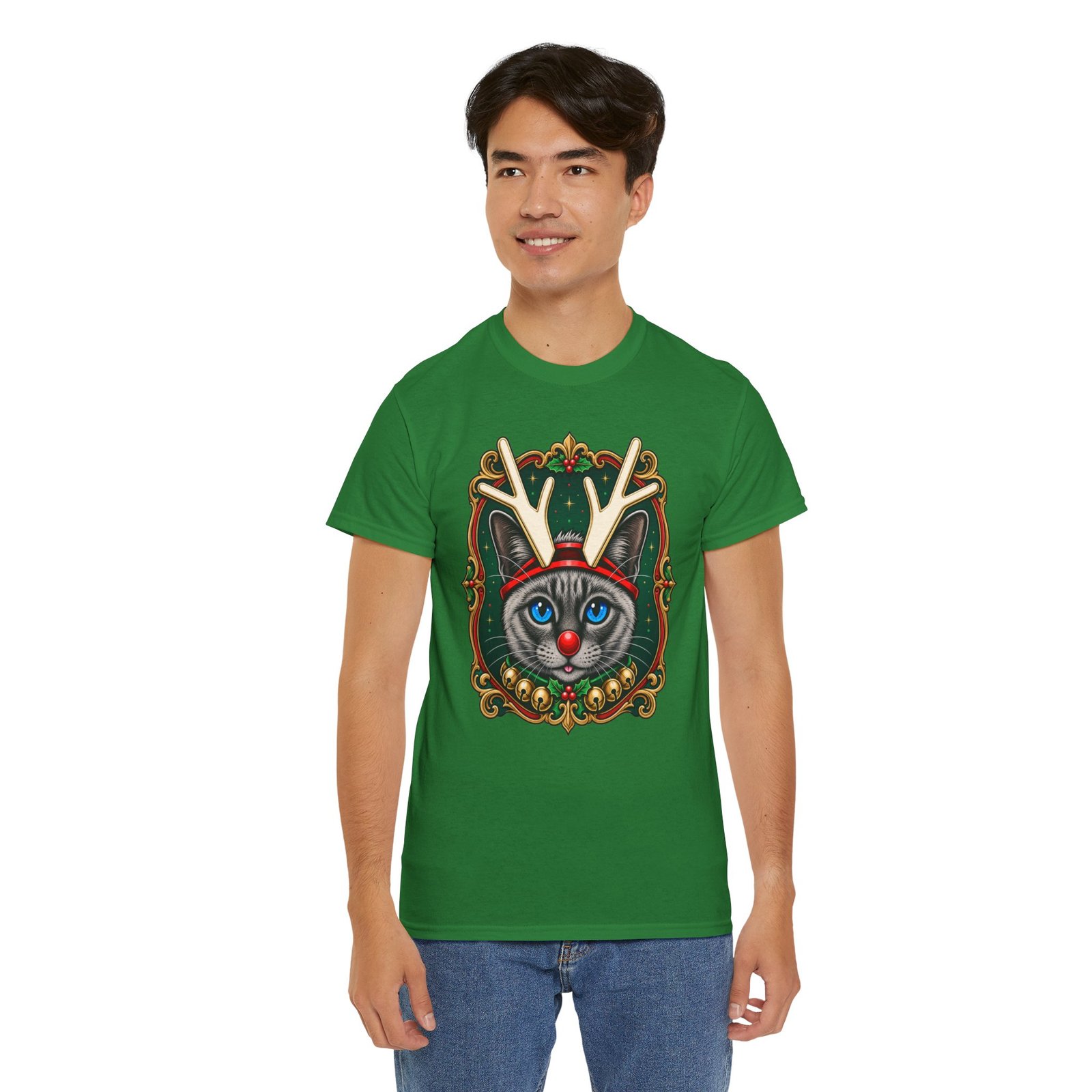Rudolph the Reindeer Cat Unisex T-Shirt – Purr-fectly Festive Feline Fun - Image 6