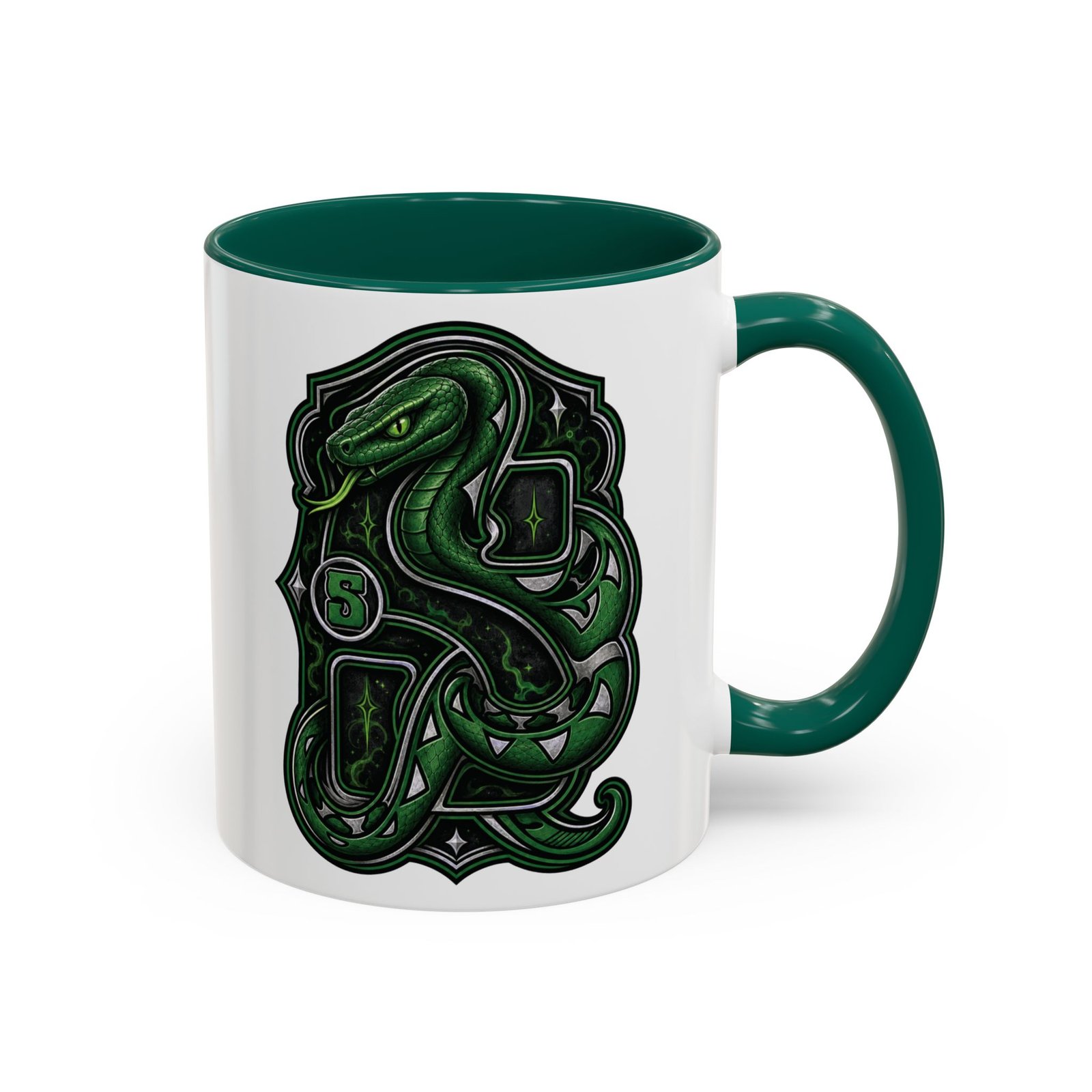 House of Snake – Accent Color Mug – Wizarding School Ambition in Every Sip - Image 9
