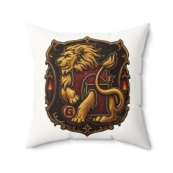 Alternative view of House of Lion – Faux Suede Throw Pillow – Cozy Wizarding School Courage