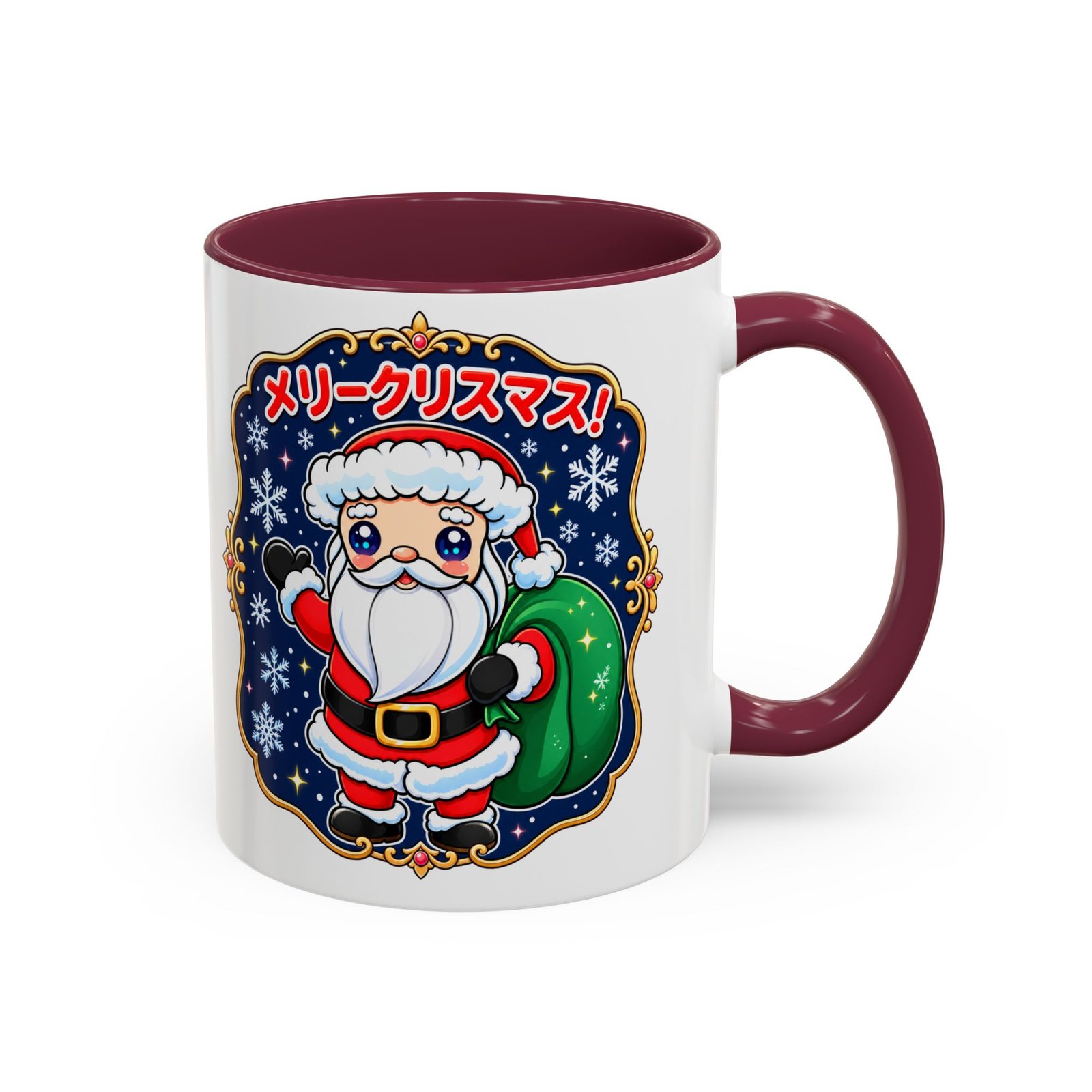 Kawaii Santa - Color Accent Mug – メリークリスマス with Every Sip - Image 9