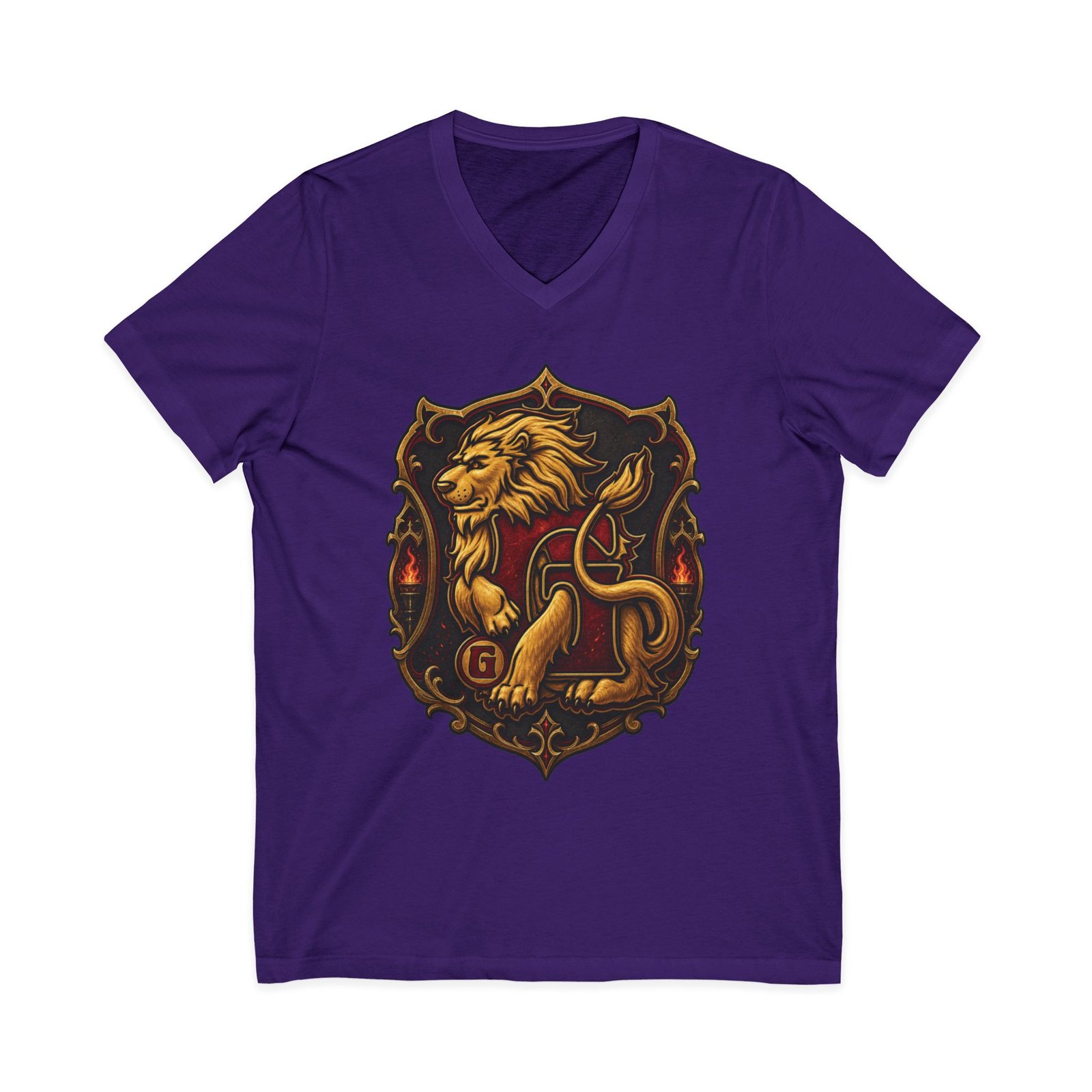 House of Lion – Unisex V-Neck T-Shirt – Wizarding School Courage with Confident Style - Image 10