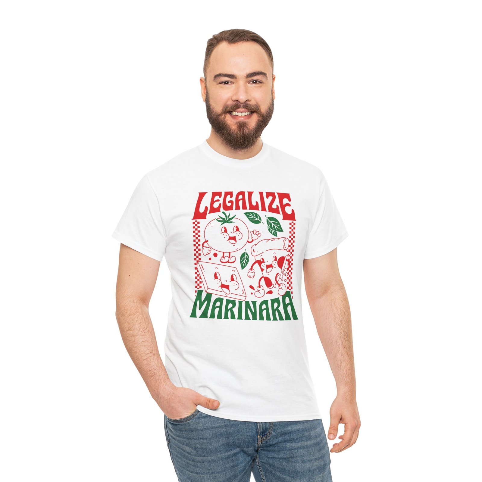 Legalize Marinara - Unisex T-Shirt – Funny Retro Pizza and Italian Food - Image 2