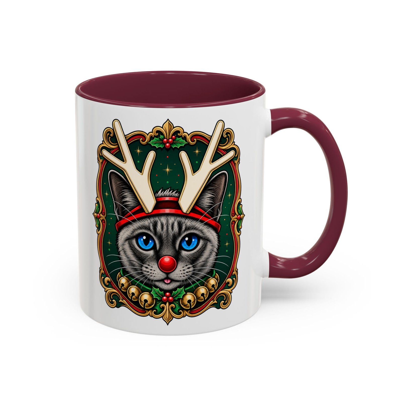 Rudolph the Reindeer Cat Color Accent Mug – Sip with Whiskers and Cheer - Image 15