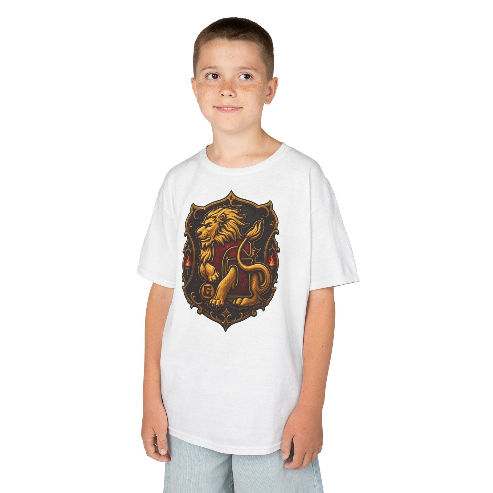 House of Lion – Kids Unisex T-Shirt – Young Wizards with Courage to Spare - Image 5