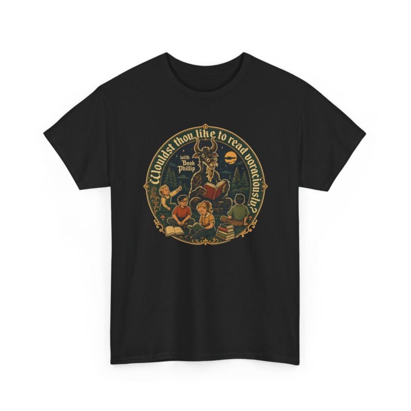 Wouldst Thou Like to Read Voraciously with Book Philip? – Unisex T-Shirt – Folk Horror for Bookworms